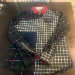 Tommy Hilfiger Vintage 90s Mens Small Custom Fit Check Long Sleeve Patch Shirt